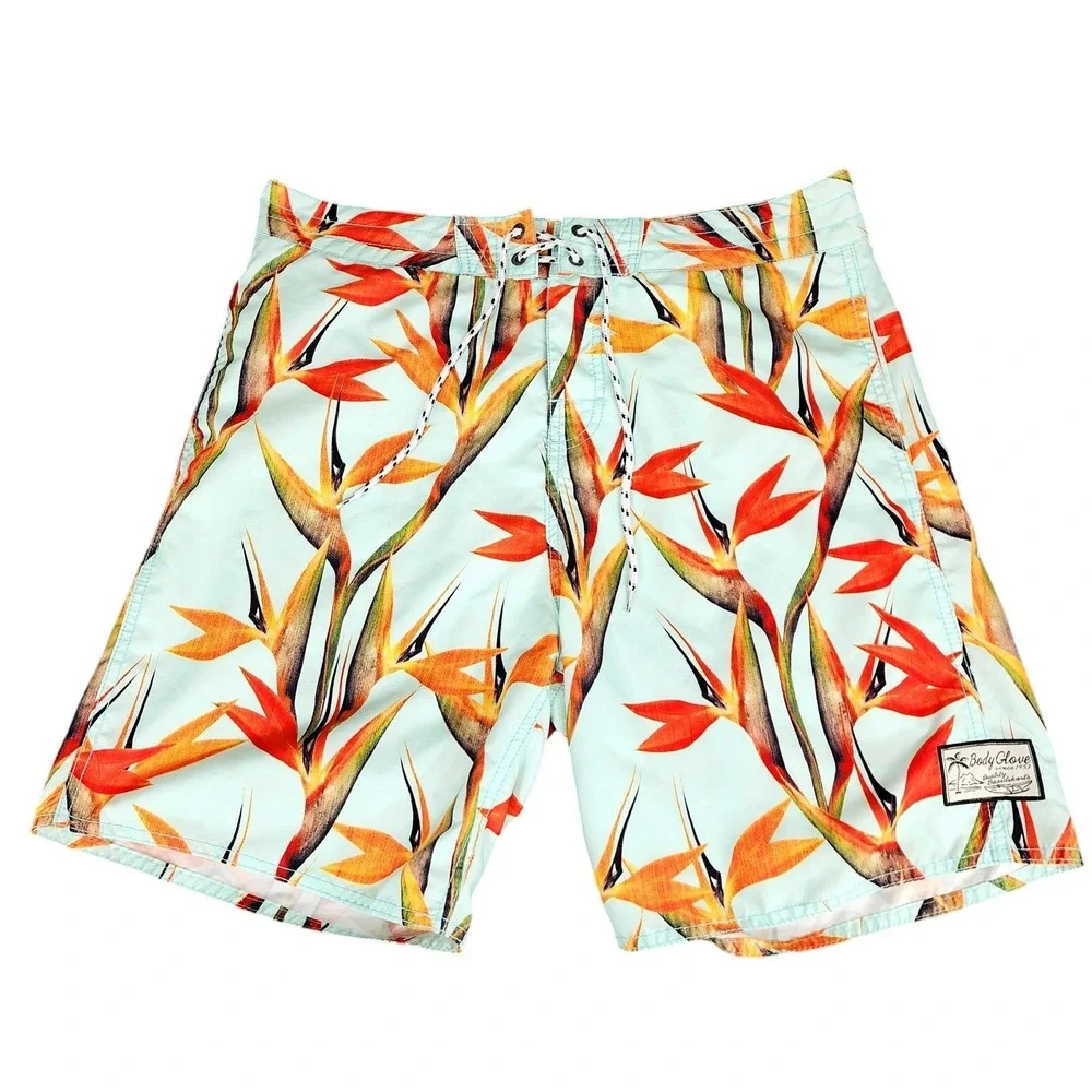 Body Glove Hawaiian Board Short 36 Men Blue Red Bird Paradise Tropical Swim 8